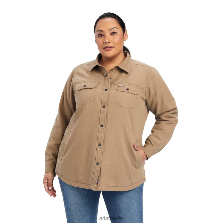 Ariat Rebar klassische Canvas-Hemdjacke Frauen P4JJPR3637 Bewehrungsstahl Khaki Spitzen