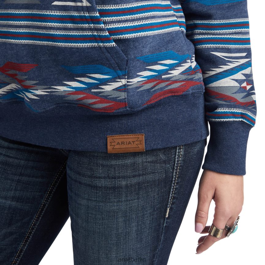 Ariat Chimayo-Kapuzenpullover mit Allover-Print Frauen P4JJPR3394 New-Mexico-Marine-Druck Spitzen