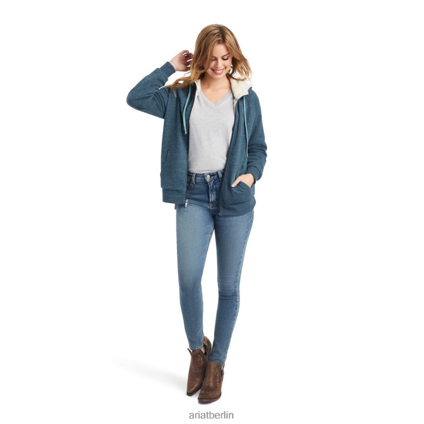 Ariat Echter Sherpa-Hoodie mit durchgehendem Reißverschluss Frauen P4JJPR3387 Mitternachtsmarine Spitzen