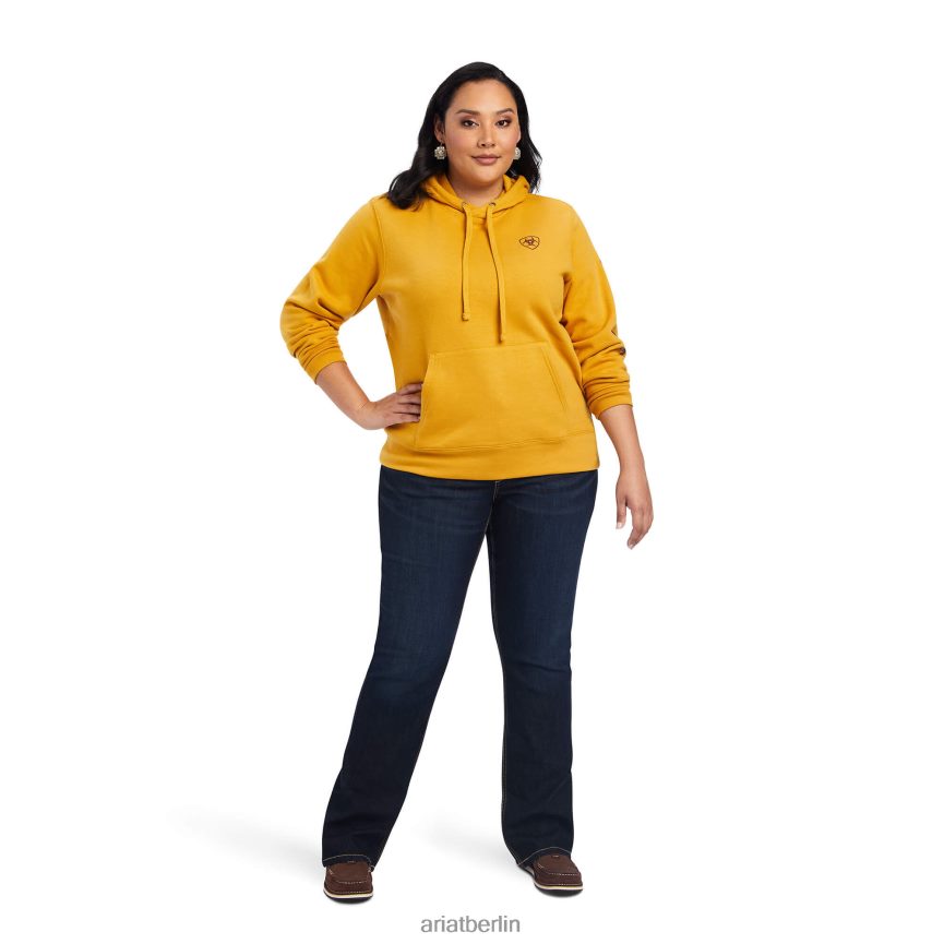 Ariat Echter klassischer Kapuzenpullover mit Armlogo Frauen P4JJPR3408 Nugget-Gold Spitzen