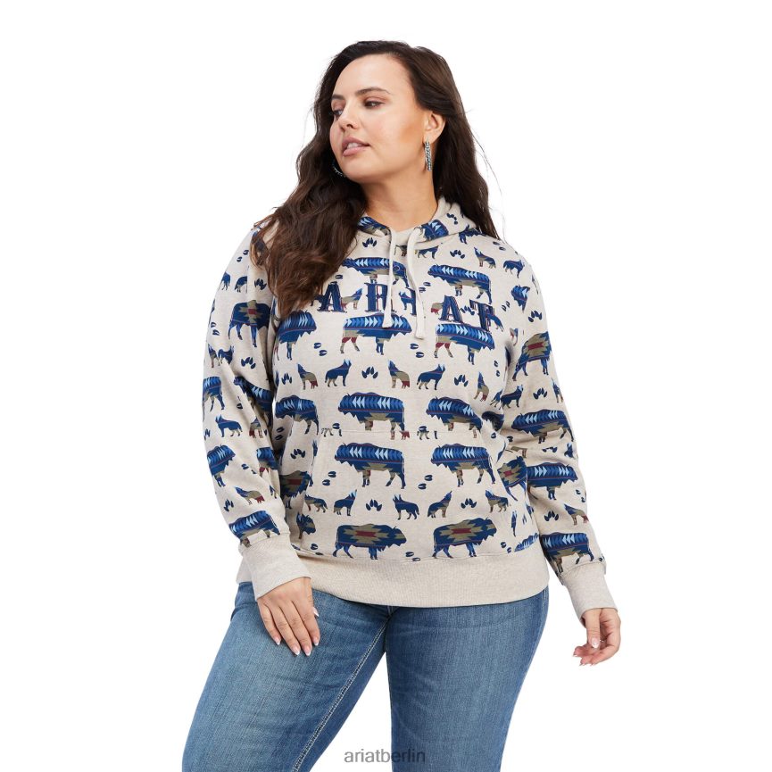Ariat Kapuzenpullover mit echtem Allover-Print Frauen P4JJPR3398 Büffelranddruck Spitzen