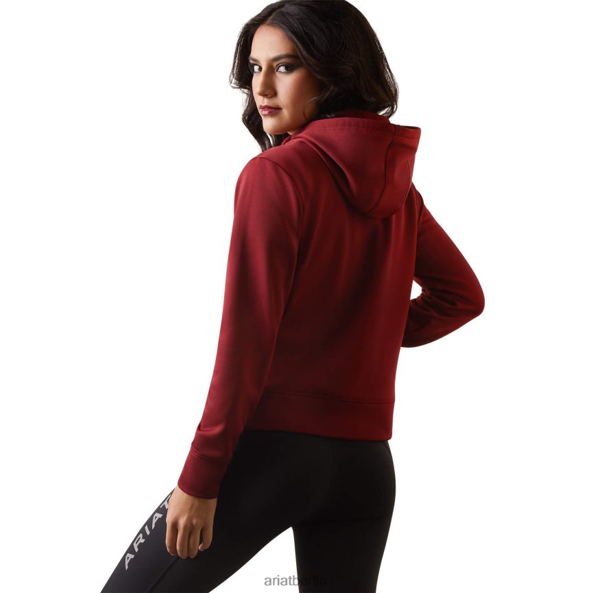 Ariat Tek Hoodie Kapuzenpullover mit 1/2-Reißverschluss Frauen P4JJPR3382 Granatapfel Spitzen