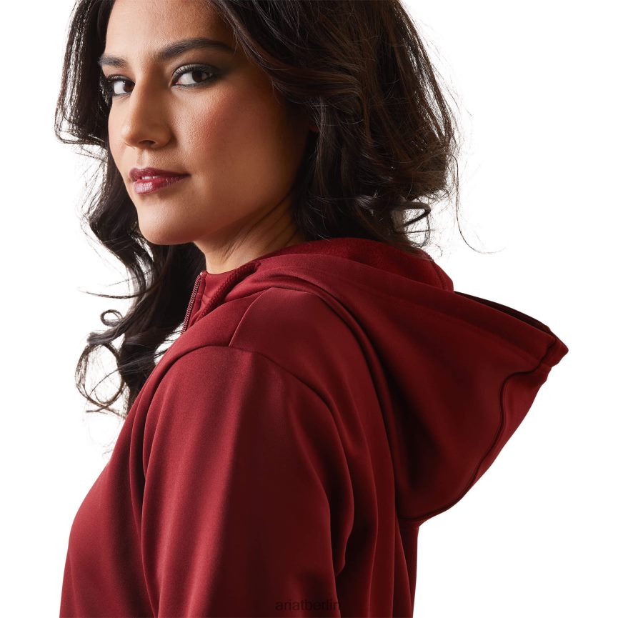 Ariat Tek Hoodie Kapuzenpullover mit 1/2-Reißverschluss Frauen P4JJPR3382 Granatapfel Spitzen