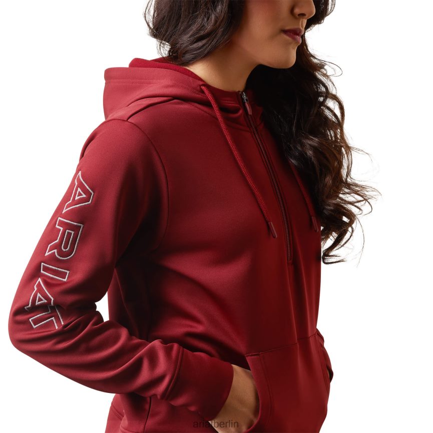 Ariat Tek Hoodie Kapuzenpullover mit 1/2-Reißverschluss Frauen P4JJPR3382 Granatapfel Spitzen