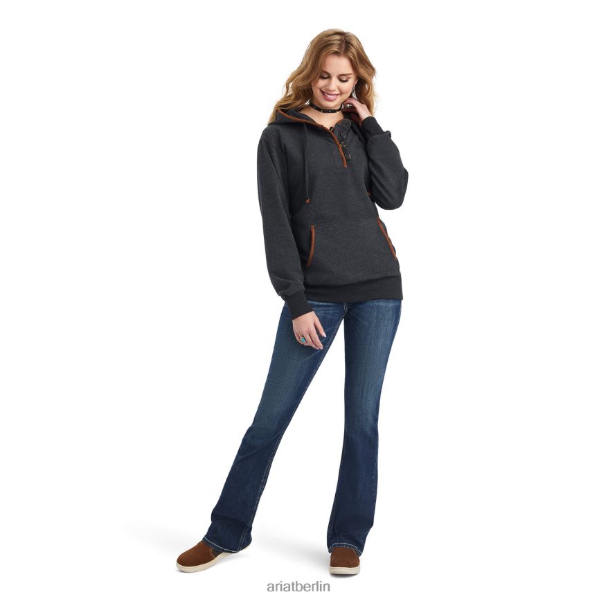 Ariat echter erhöhter Kapuzenpullover Frauen P4JJPR3385 Heidekohle Spitzen