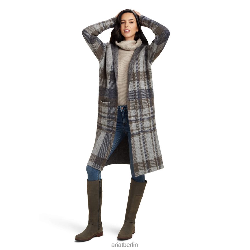 Ariat Saratoga-Strickjacke Frauen P4JJPR3340 grau meliert kariert Spitzen