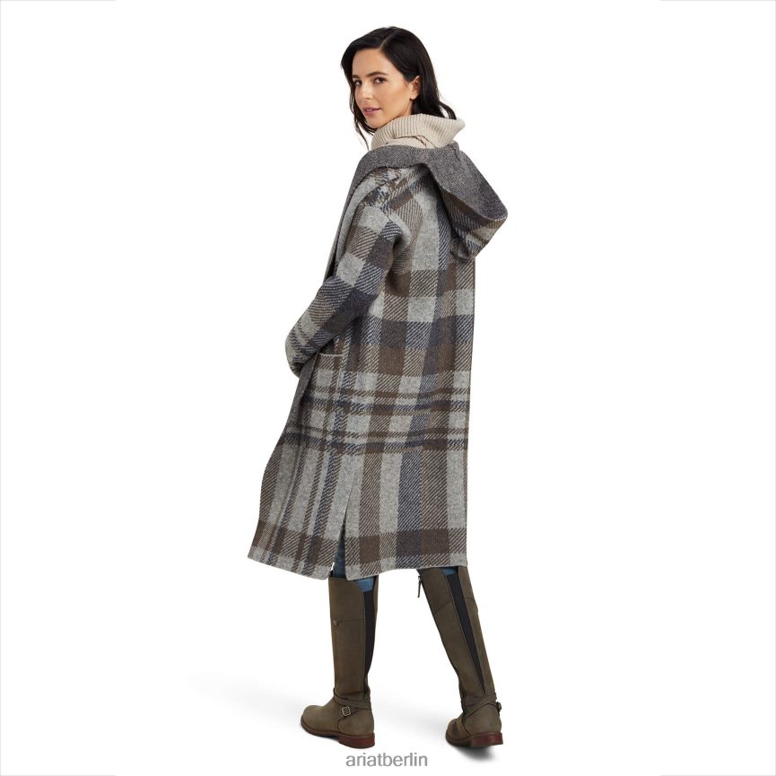 Ariat Saratoga-Strickjacke Frauen P4JJPR3340 grau meliert kariert Spitzen