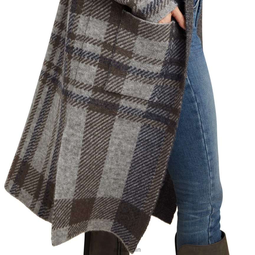 Ariat Saratoga-Strickjacke Frauen P4JJPR3340 grau meliert kariert Spitzen