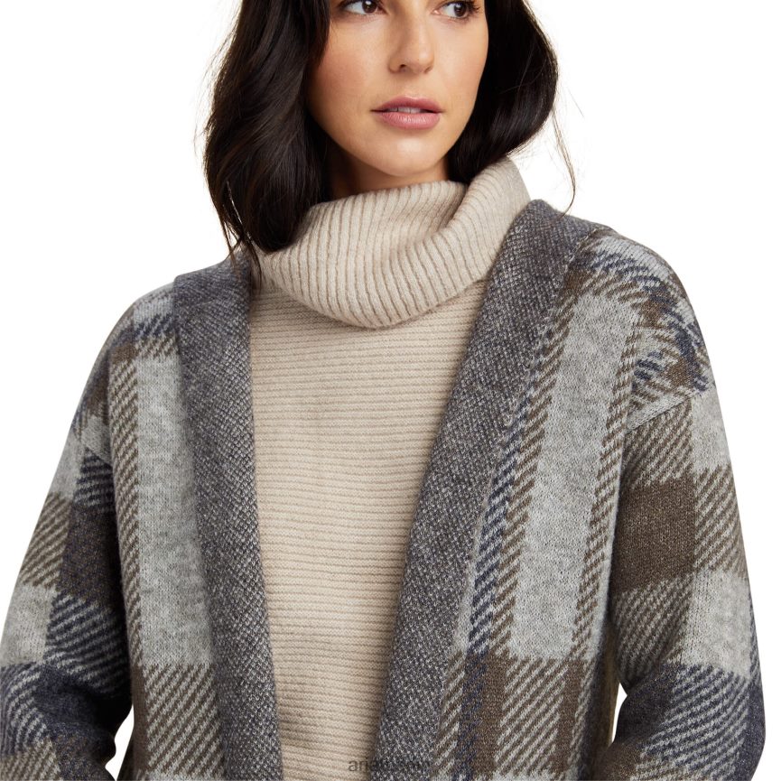 Ariat Saratoga-Strickjacke Frauen P4JJPR3340 grau meliert kariert Spitzen