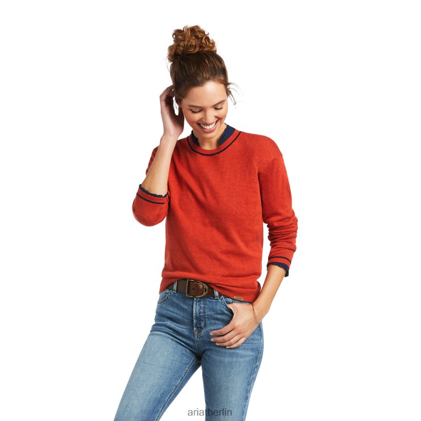Ariat Blümchenpullover Frauen P4JJPR3326 gebranntes Orange Spitzen