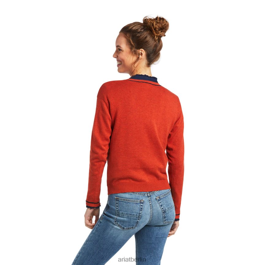 Ariat Blümchenpullover Frauen P4JJPR3326 gebranntes Orange Spitzen