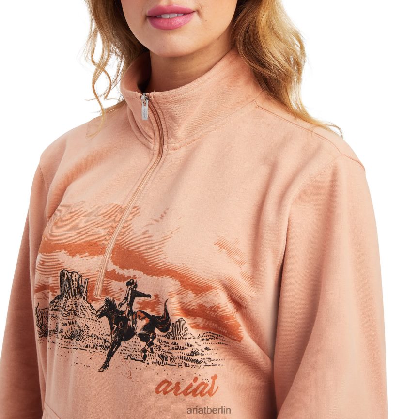 Ariat Echt malerisches Sweatshirt mit halbem Reißverschluss Frauen P4JJPR3321 Palme Spitzen