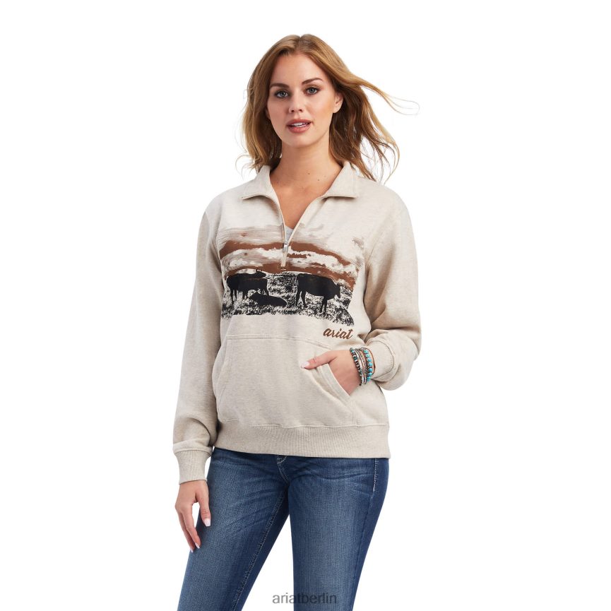 Ariat Echt malerisches Sweatshirt mit halbem Reißverschluss Frauen P4JJPR3337 Weizenheide Spitzen