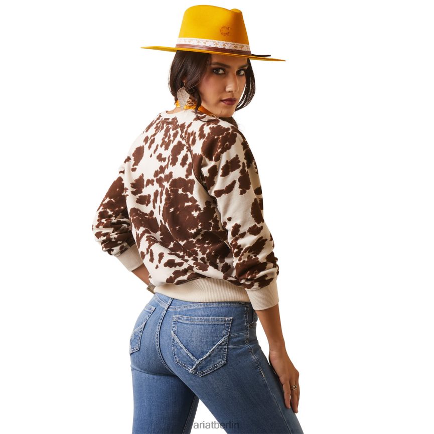 Ariat Echtleder-Sweatshirt mit Rundhalsausschnitt Frauen P4JJPR3334 Mustang-Pony-Druck Spitzen