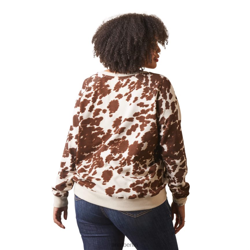 Ariat Echtleder-Sweatshirt mit Rundhalsausschnitt Frauen P4JJPR3334 Mustang-Pony-Druck Spitzen