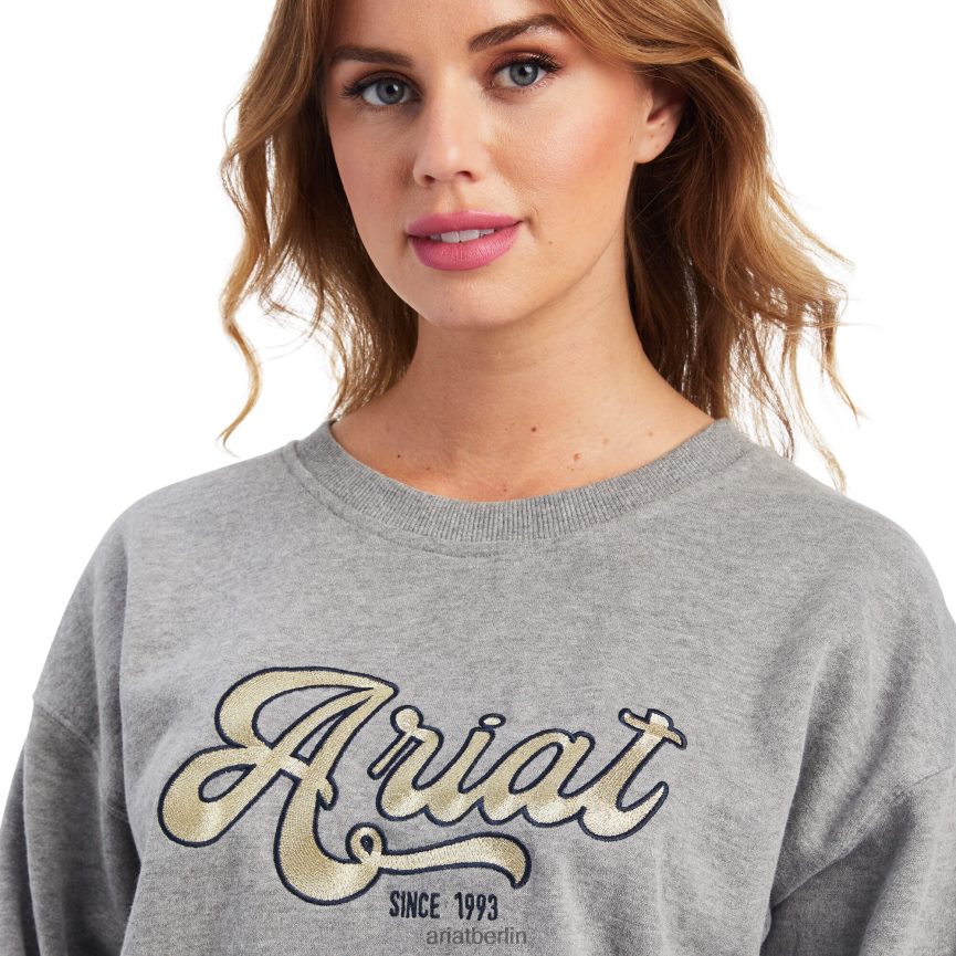Ariat Sweatshirt mit echtem Metallic-College-Logo Frauen P4JJPR3324 grau meliert Spitzen