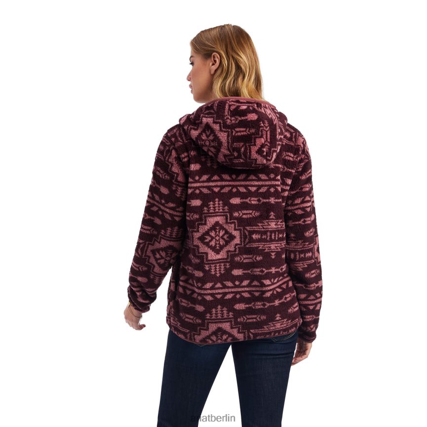 Ariat echtes Berber-Pullover-Sweatshirt Frauen P4JJPR3400 Maulbeerbraun/Nostalgie-Rosa Spitzen