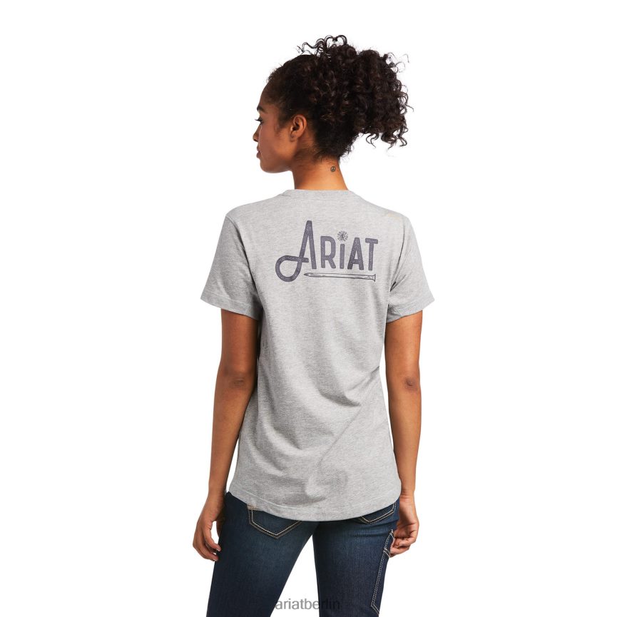 Ariat Bewehrungsarbeiter-Grafik-T-Shirt Frauen P4JJPR3121 grau meliert Spitzen