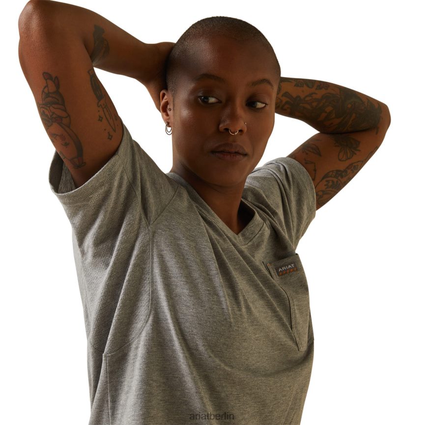 Ariat Bewehrungsarbeiter-T-Shirt Frauen P4JJPR3191 grau meliert Spitzen