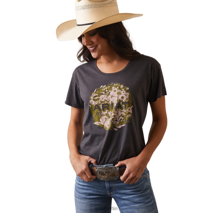 Ariat Blumen-T-Shirt Frauen P4JJPR2868 Kohleheide Spitzen