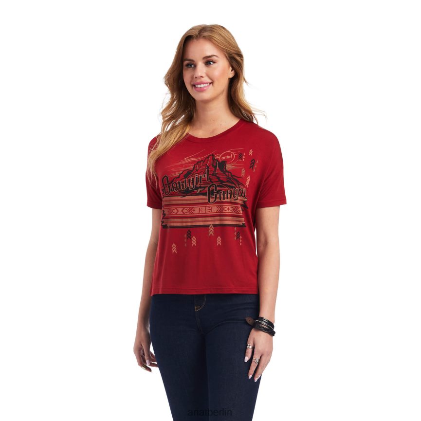 Ariat Cowgirl-Canyon-T-Shirt Frauen P4JJPR3167 sonnengetrocknete Tomaten Spitzen
