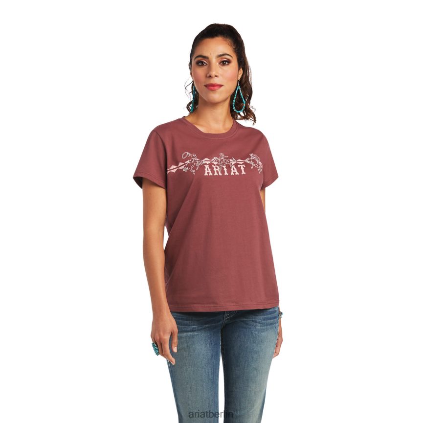 Ariat Echtes Bucking Bronc T-Shirt Frauen P4JJPR3086 rosabraun Spitzen