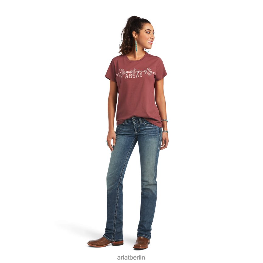 Ariat Echtes Bucking Bronc T-Shirt Frauen P4JJPR3086 rosabraun Spitzen