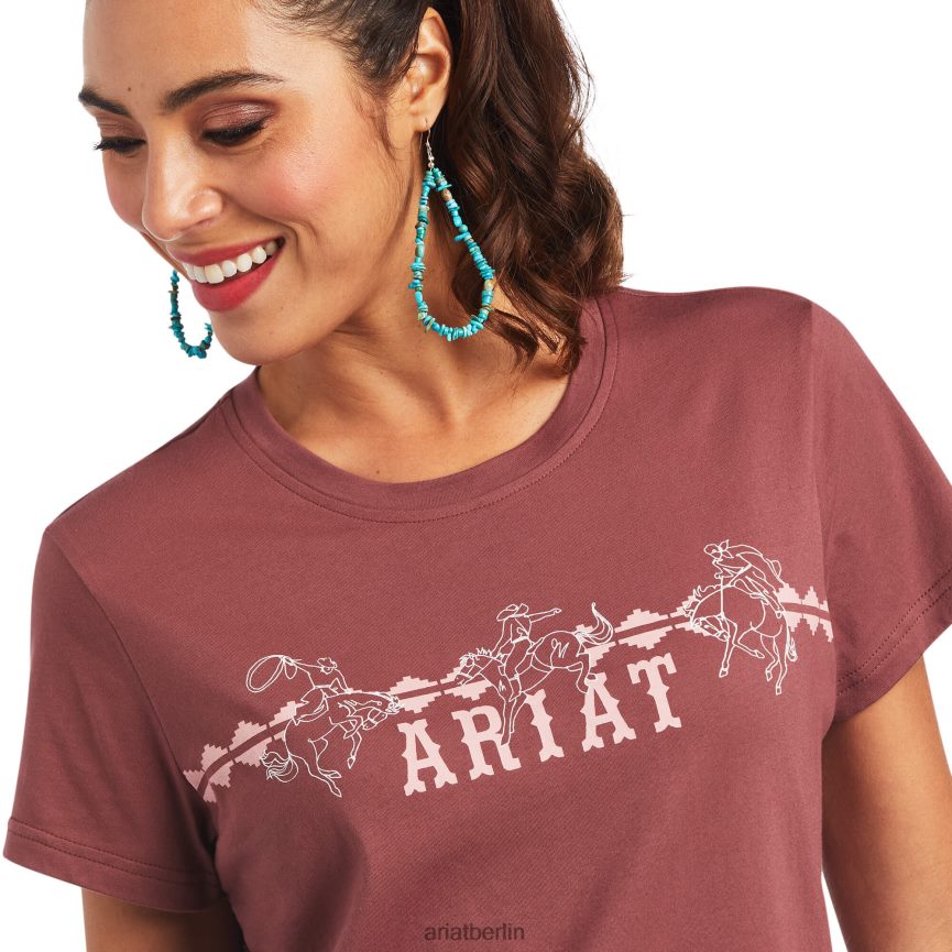 Ariat Echtes Bucking Bronc T-Shirt Frauen P4JJPR3086 rosabraun Spitzen