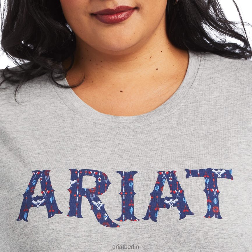 Ariat Entspanntes T-Shirt mit echter Stammesgeschichte Frauen P4JJPR2899 grau meliert Spitzen
