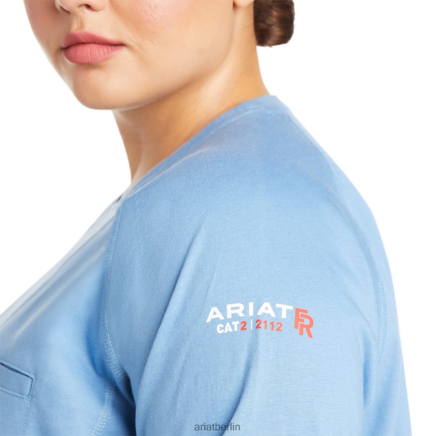 Ariat Fr Air Crew T-Shirt Frauen P4JJPR3039 stahlblaues Heidekraut Spitzen