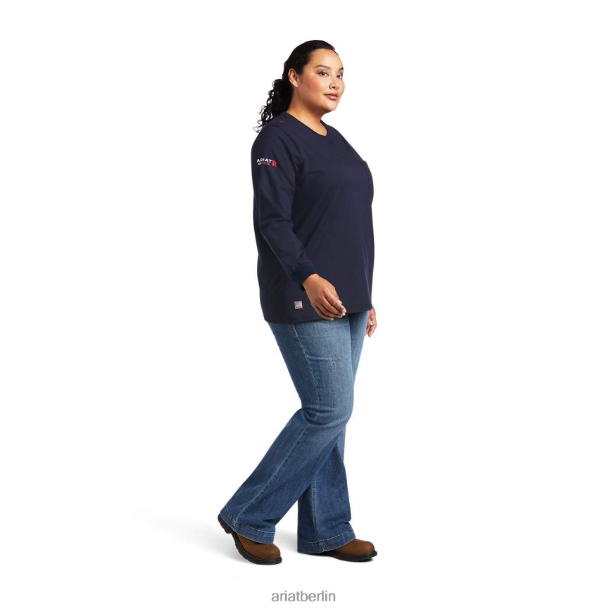 Ariat Fr Stretch-Logo-T-Shirt Frauen P4JJPR3047 Marine/USA Spitzen