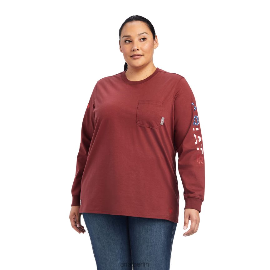 Ariat Fr Stretch-Logo-T-Shirt Frauen P4JJPR3055 Hafen/USA Spitzen