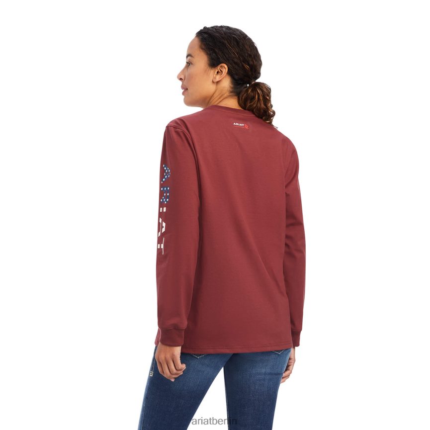 Ariat Fr Stretch-Logo-T-Shirt Frauen P4JJPR3055 Hafen/USA Spitzen