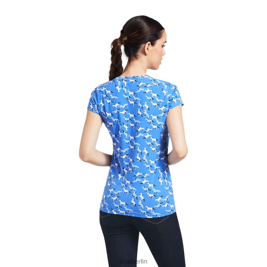 Ariat Galopp-T-Shirt Frauen P4JJPR3120 Reykjavik-Blau Spitzen