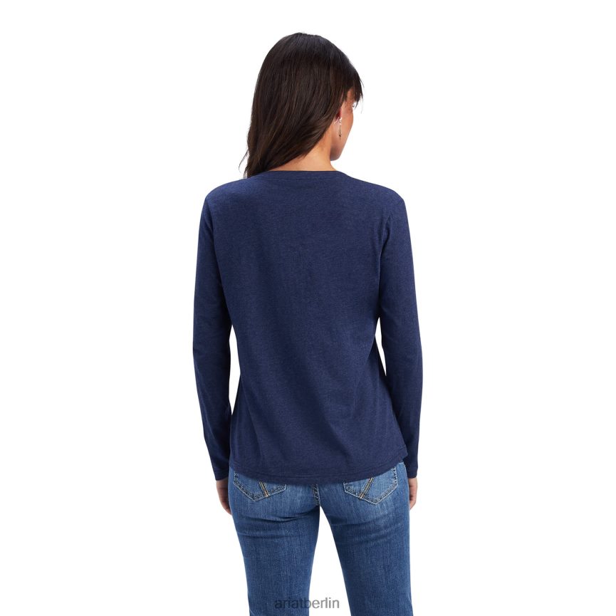 Ariat Lässiges T-Shirt mit echtem Logo auf der Brust Frauen P4JJPR2991 Marineblau Spitzen