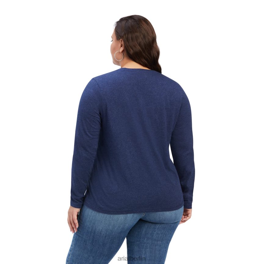 Ariat Lässiges T-Shirt mit echtem Logo auf der Brust Frauen P4JJPR2991 Marineblau Spitzen