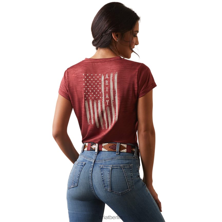 Ariat Laguna-Patriot-T-Shirt Frauen P4JJPR2790 Granatapfel Spitzen