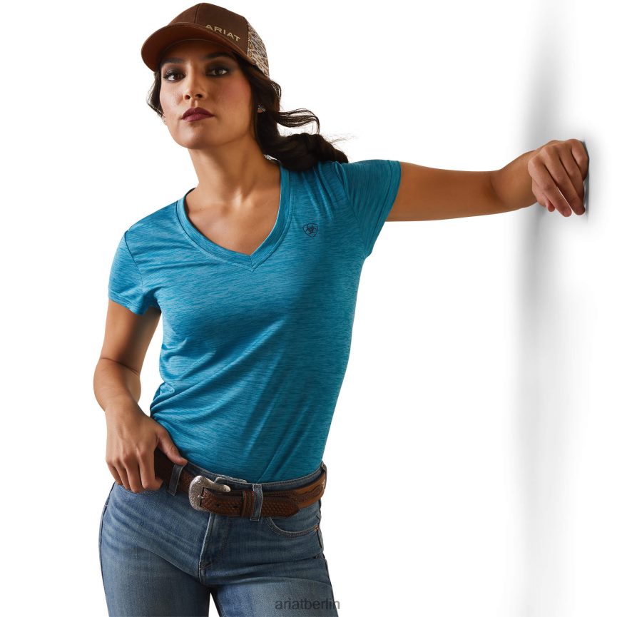 Ariat Laguna-Patriot-T-Shirt Frauen P4JJPR2860 Mosaikblau Spitzen