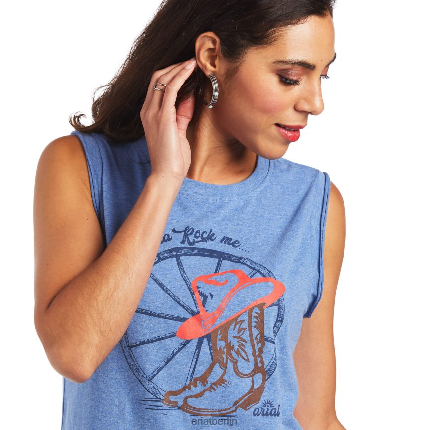 Ariat Mama T-Shirt Frauen P4JJPR3193 Reykjavik-Blau Spitzen