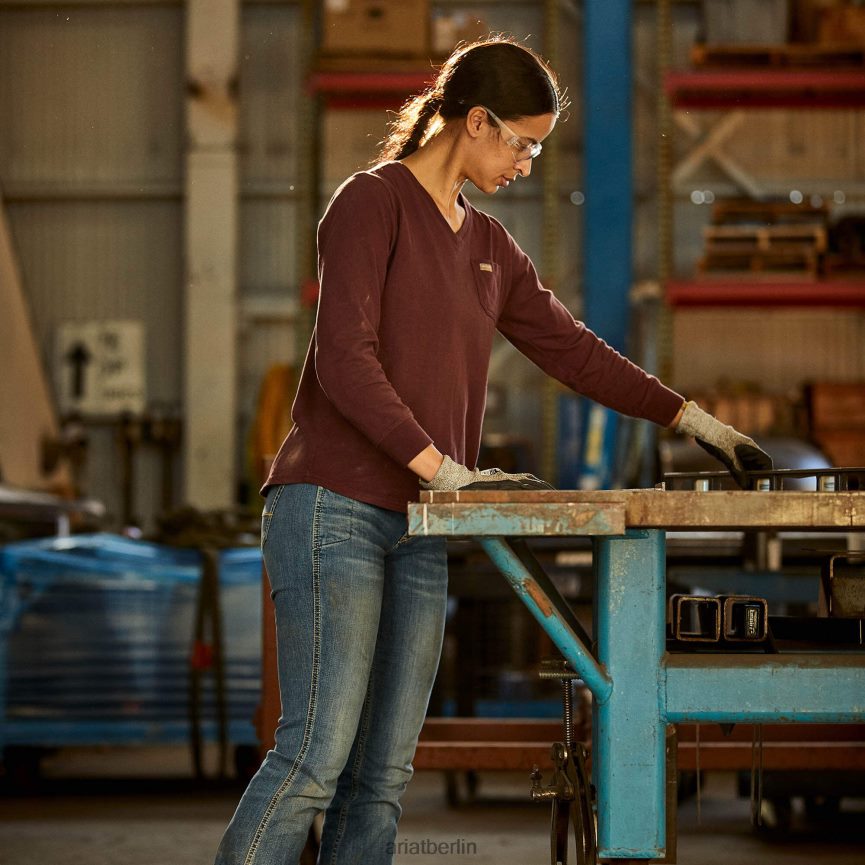 Ariat Rebar-Baumwoll-T-Shirt mit starker Südwestgrafik Frauen P4JJPR3185 dekadente Schokolade Spitzen