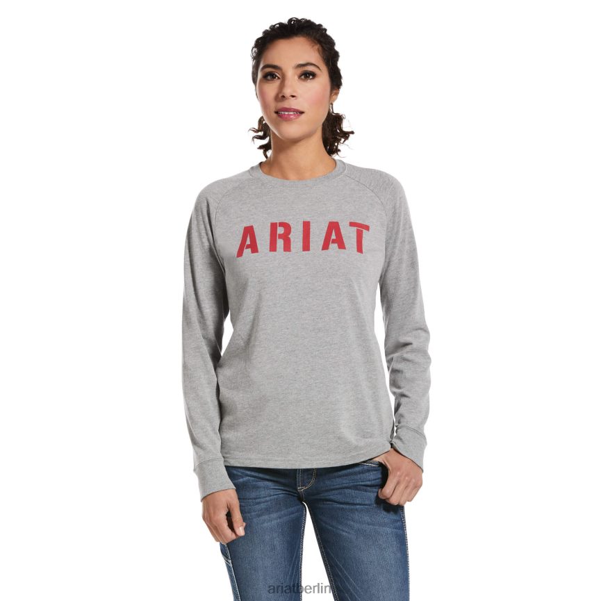 Ariat Rebar CottonStrong Block-T-Shirt Frauen P4JJPR3109 grau meliert Spitzen