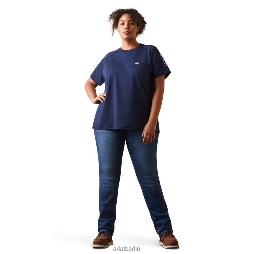 Ariat Rebar Heat Fighter T-Shirt Frauen P4JJPR2971 Marine/Dämmerung Spitzen