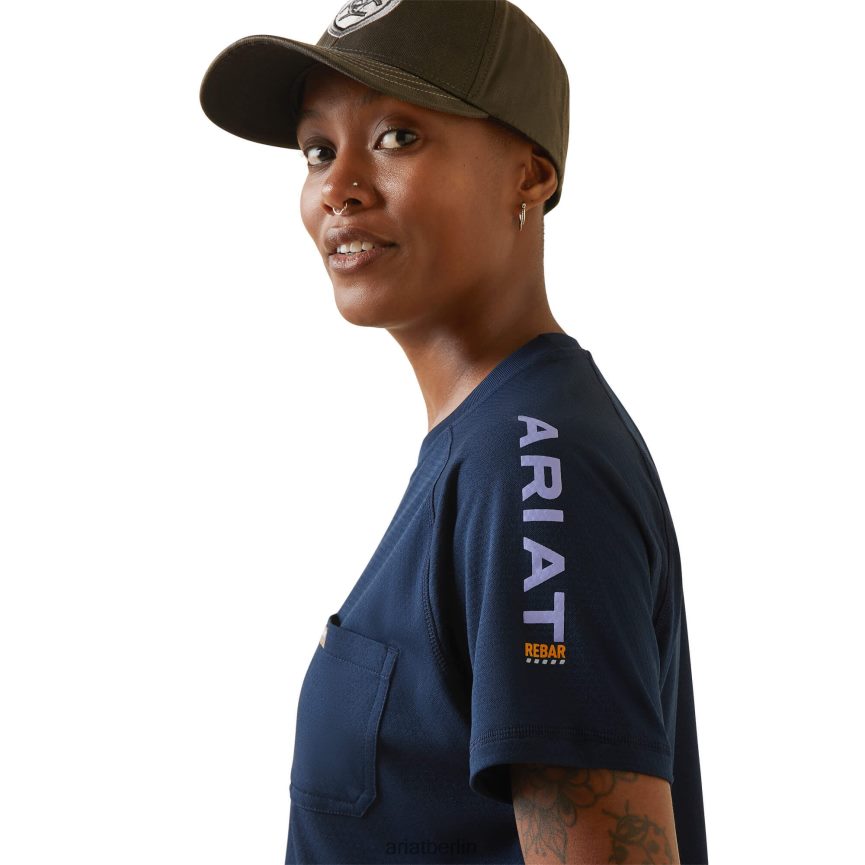 Ariat Rebar Heat Fighter T-Shirt Frauen P4JJPR2971 Marine/Dämmerung Spitzen