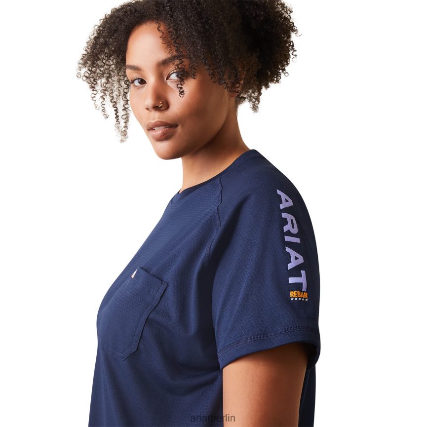 Ariat Rebar Heat Fighter T-Shirt Frauen P4JJPR2971 Marine/Dämmerung Spitzen