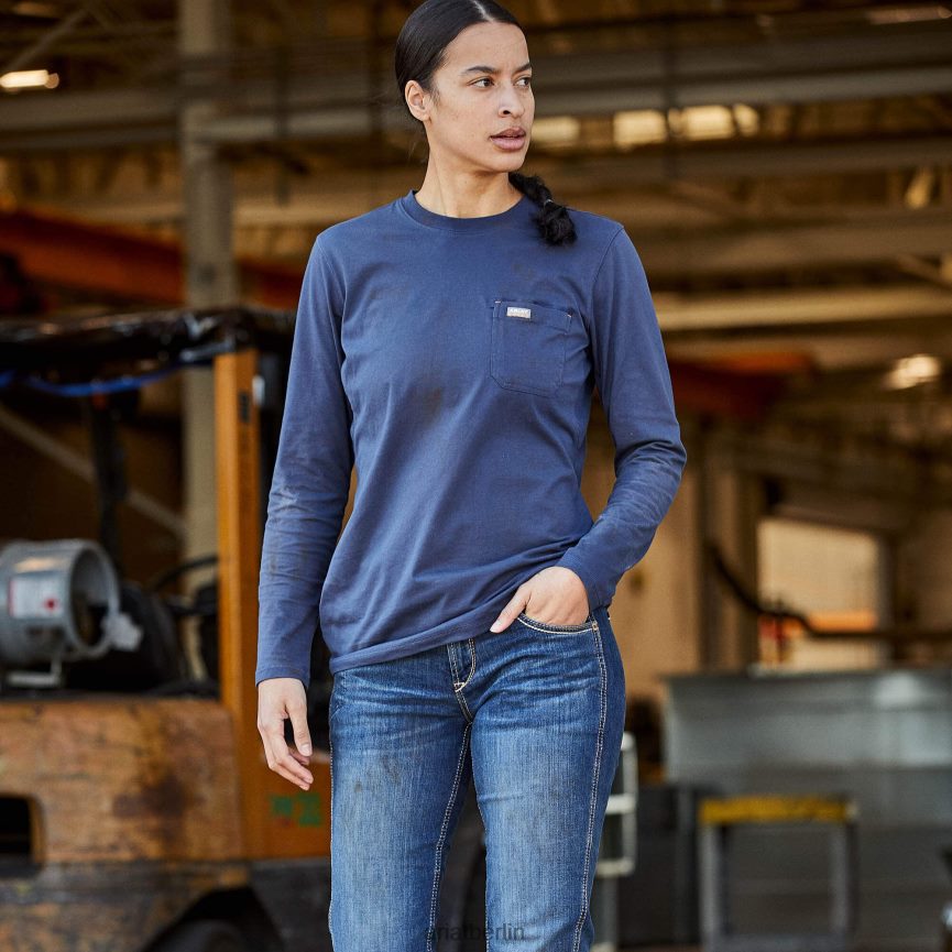 Ariat Rebar Workman USA-Logo-T-Shirt Frauen P4JJPR3258 Stimmung Indigo Spitzen