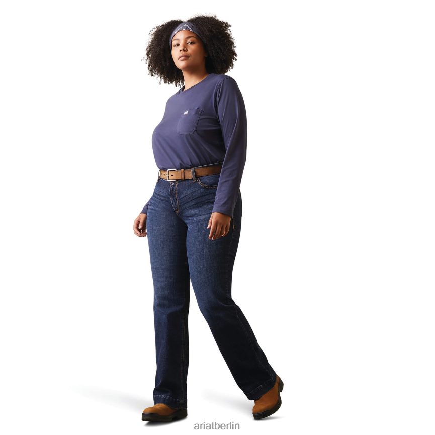 Ariat Rebar Workman USA-Logo-T-Shirt Frauen P4JJPR3258 Stimmung Indigo Spitzen