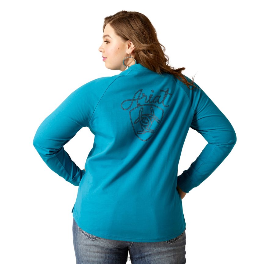 Ariat Ropey Shield T-Shirt Frauen P4JJPR2856 Mosaikblau Spitzen