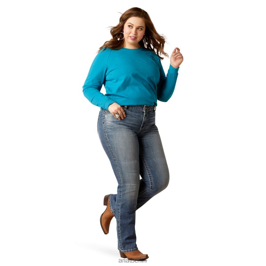 Ariat Ropey Shield T-Shirt Frauen P4JJPR2856 Mosaikblau Spitzen