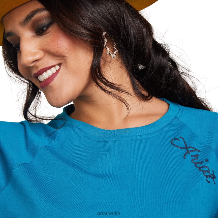 Ariat Ropey Shield T-Shirt Frauen P4JJPR2856 Mosaikblau Spitzen