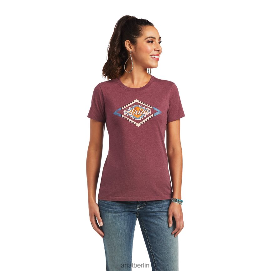 Ariat Sol-T-Shirt Frauen P4JJPR2867 Burgunderheide Spitzen